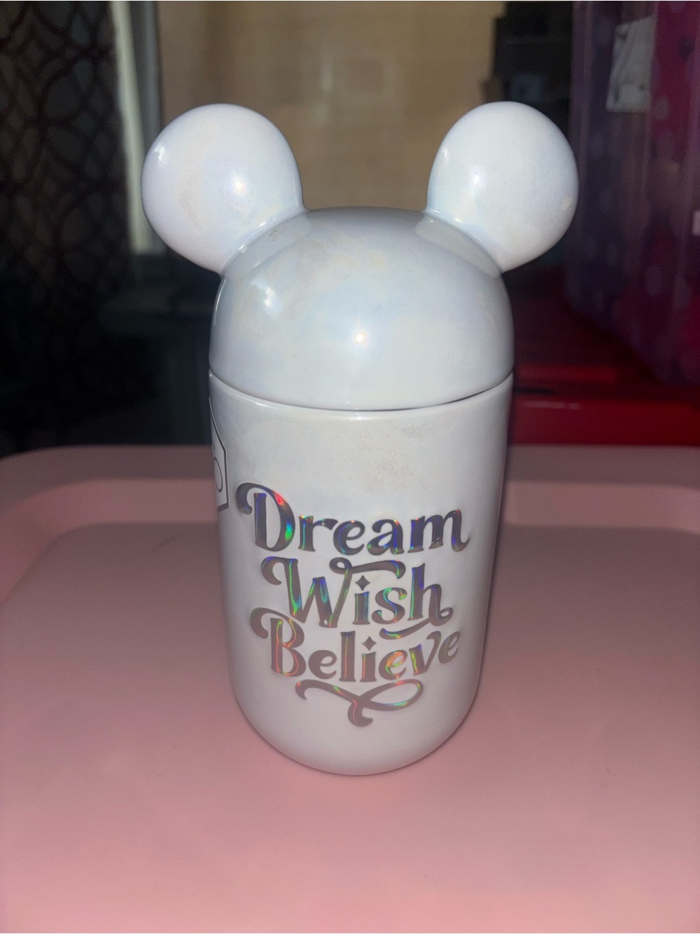 Disney Iridescent White Ear-Top Moisturizer Jar